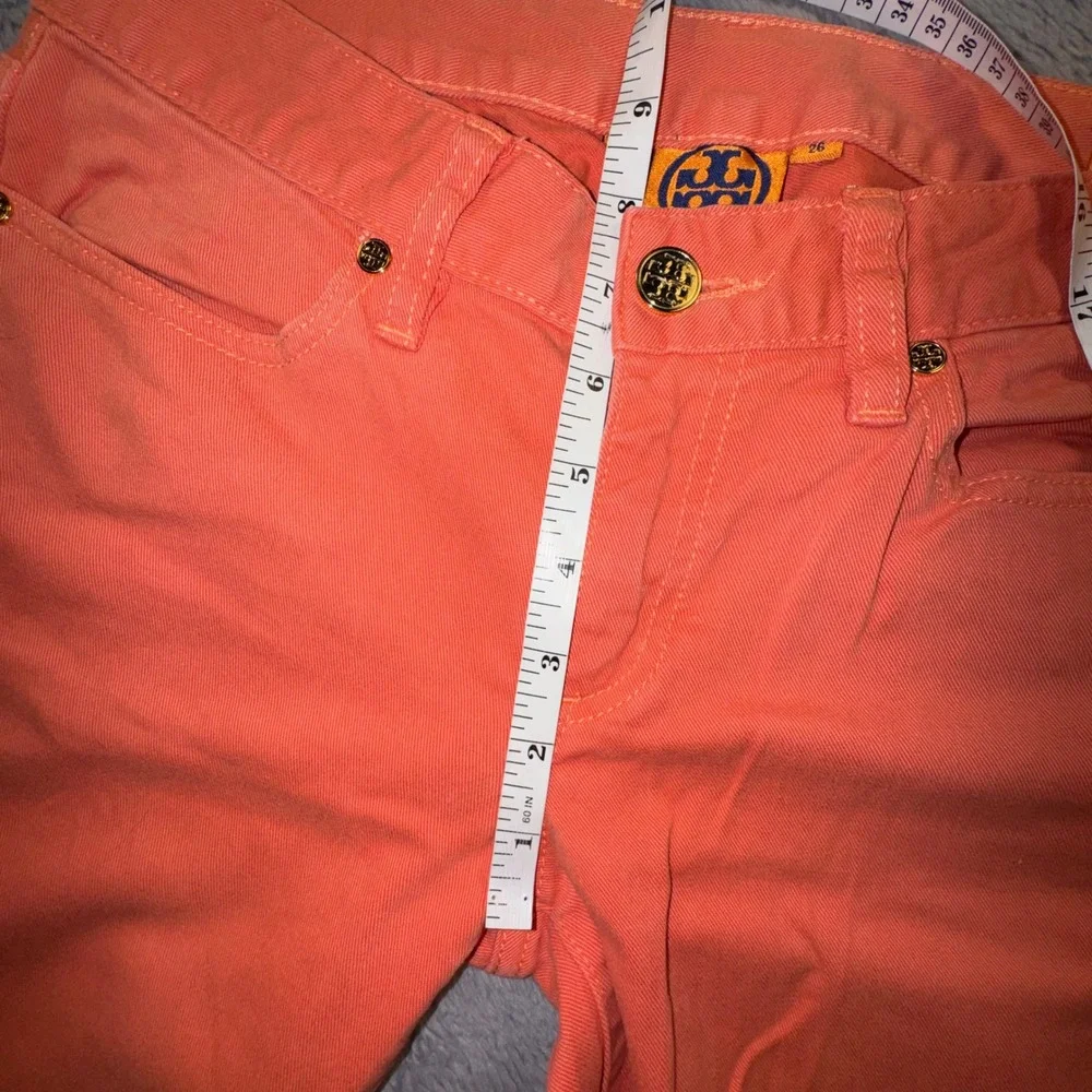 Tory Burch Pants Cropped Skinny Jeans Orange Mid Rise Womens 26 Old Money Luxury